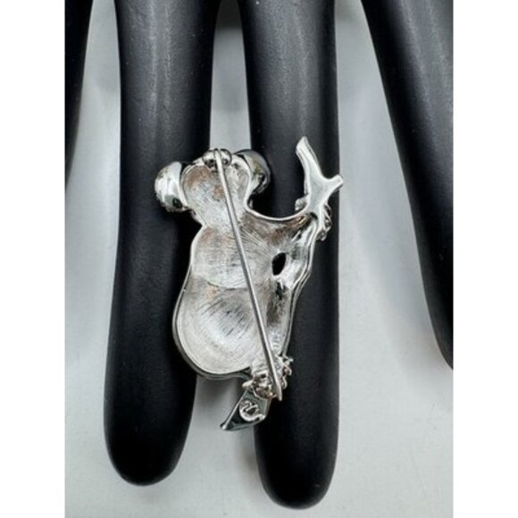 Swarovski Pave Crystal Silver Tone Koala Bear Brooch Pin Original - Picture 3 of 6